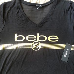 Brand New 2X BEBE Soft Tee. Black with Gold logo